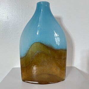 Pier 1 Imports Blue & Brown Handblown Glass Vase‎ 12"